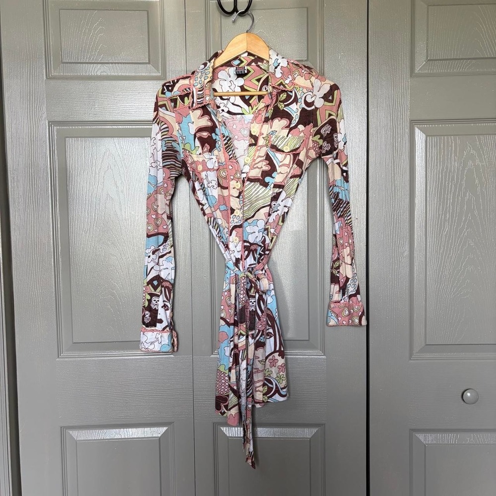 Scanty wrap dress Size S abstract boho cottagecore indie summer floral